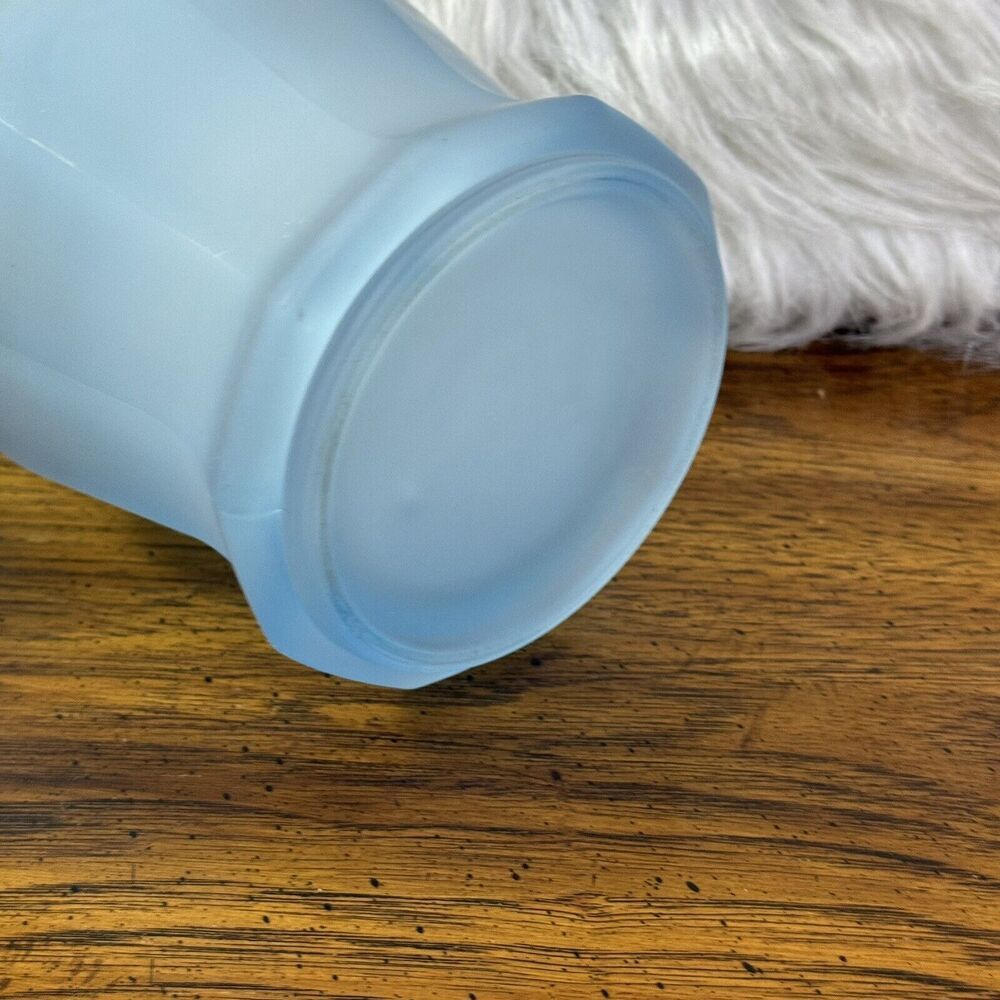 Vintage Indiana Glass Blue Satin Frosted Panel Apothecary Ginger Jar w/‎ Lid - Picture 11 of 15